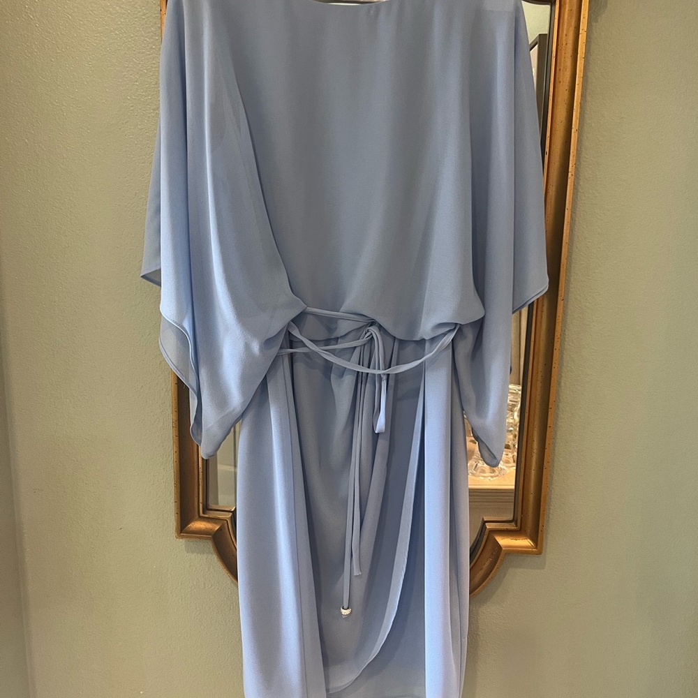 Elegant Light Blue Draped Dress